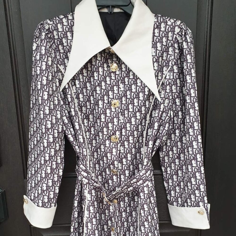 Trench Coat White Black Gold Fashion Women Casual Formal Wear Size M